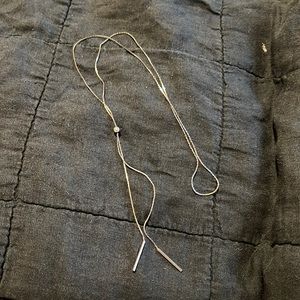 Silver Thin Long Necklace with Moveable Ball